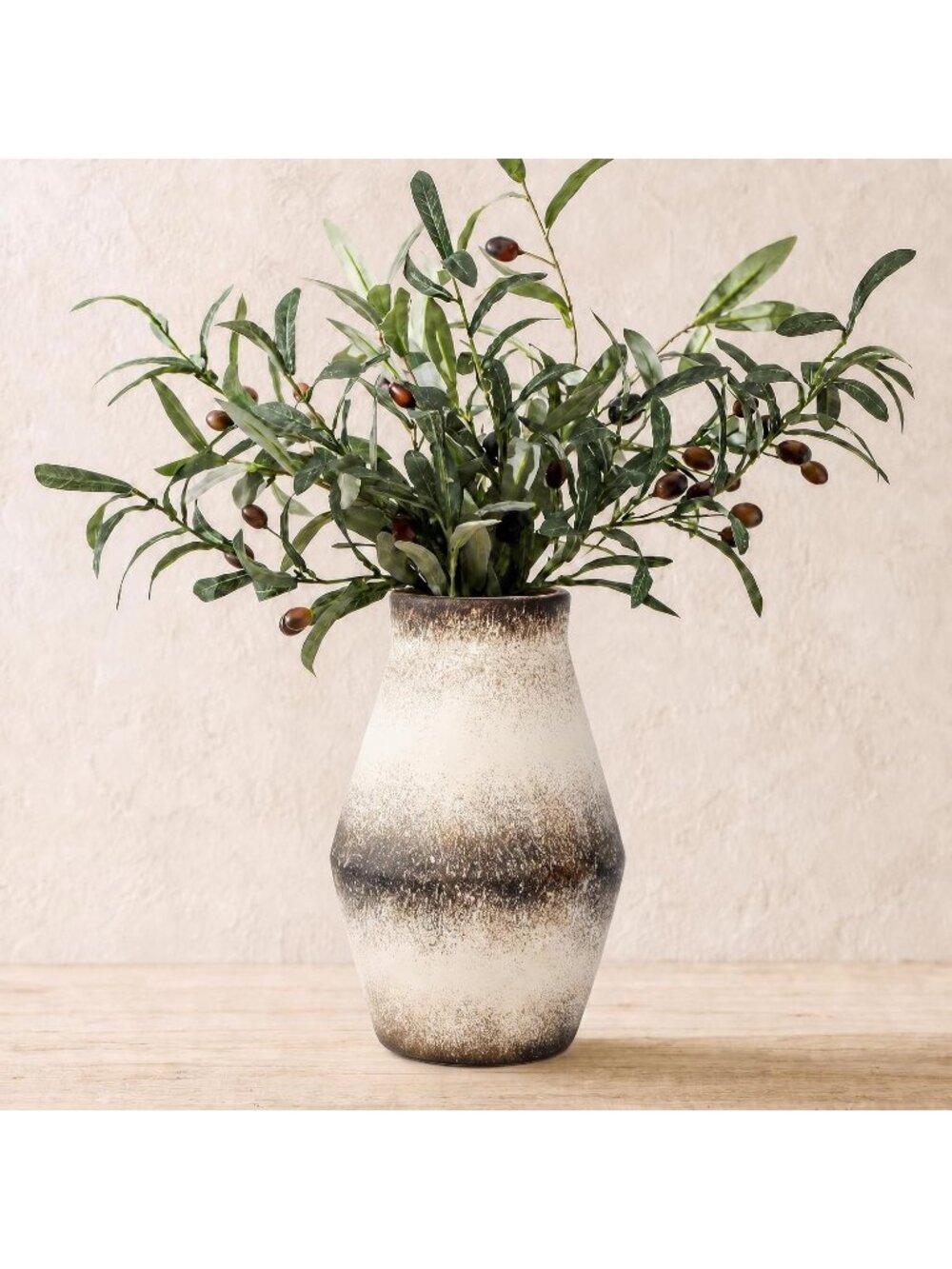 10 Inch Brown Ceramic Rustic Farmhouse Pottery Flower Vase For Table Home Decor